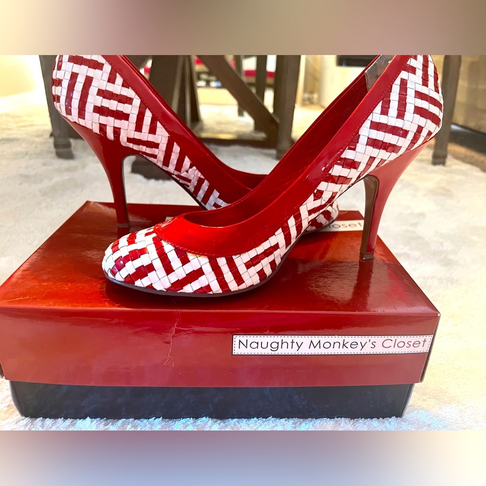 Naughty Monkey red and white heels.